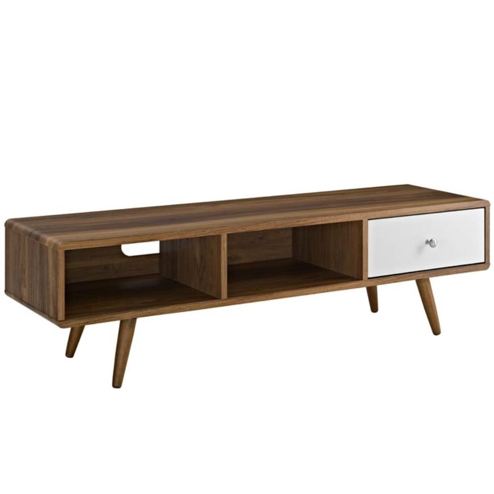 Modway Transmit 55" Modern Particleboard Wood Tv Stand In Walnut/White ... for Modway Envision Modern Particleboard Nightstand In Walnut/White