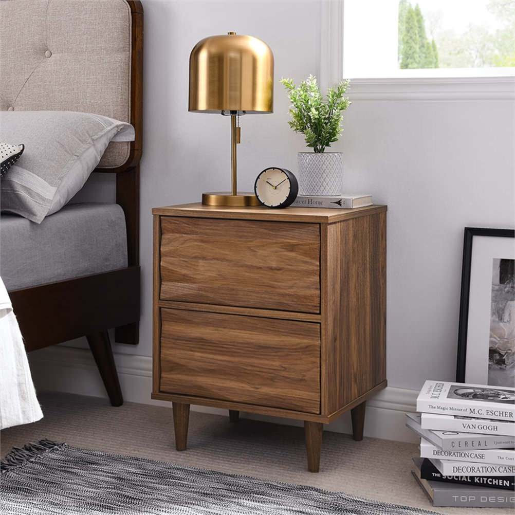 Modway Vespera 2-Drawer Wood Nightstand With Tapered Legs In Walnut ... regarding Understanding the craftsmanship behind rubberwood nightstands with tapered legs