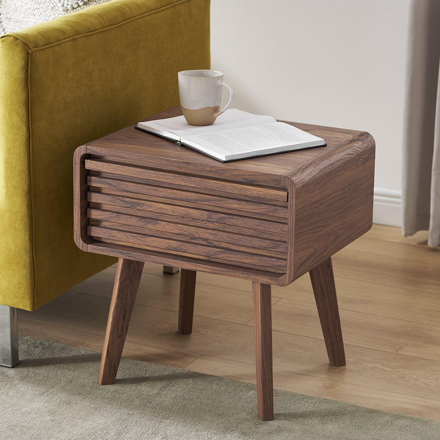 Mopio Ensley Mid Century Modern Nightstand/Side Table/End Table With ... with regard to Classic Midcentury Modern 1-Drawer Solid Wood Nightstand Side Table, Walnut