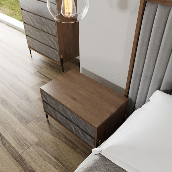 Mr Modrest Nova Domus Metcalf Mid-Century Walnut And Grey 2 Drawers 26 ... for Nova Domus Metcalf Mid-Century Walnut And Grey Nightstand