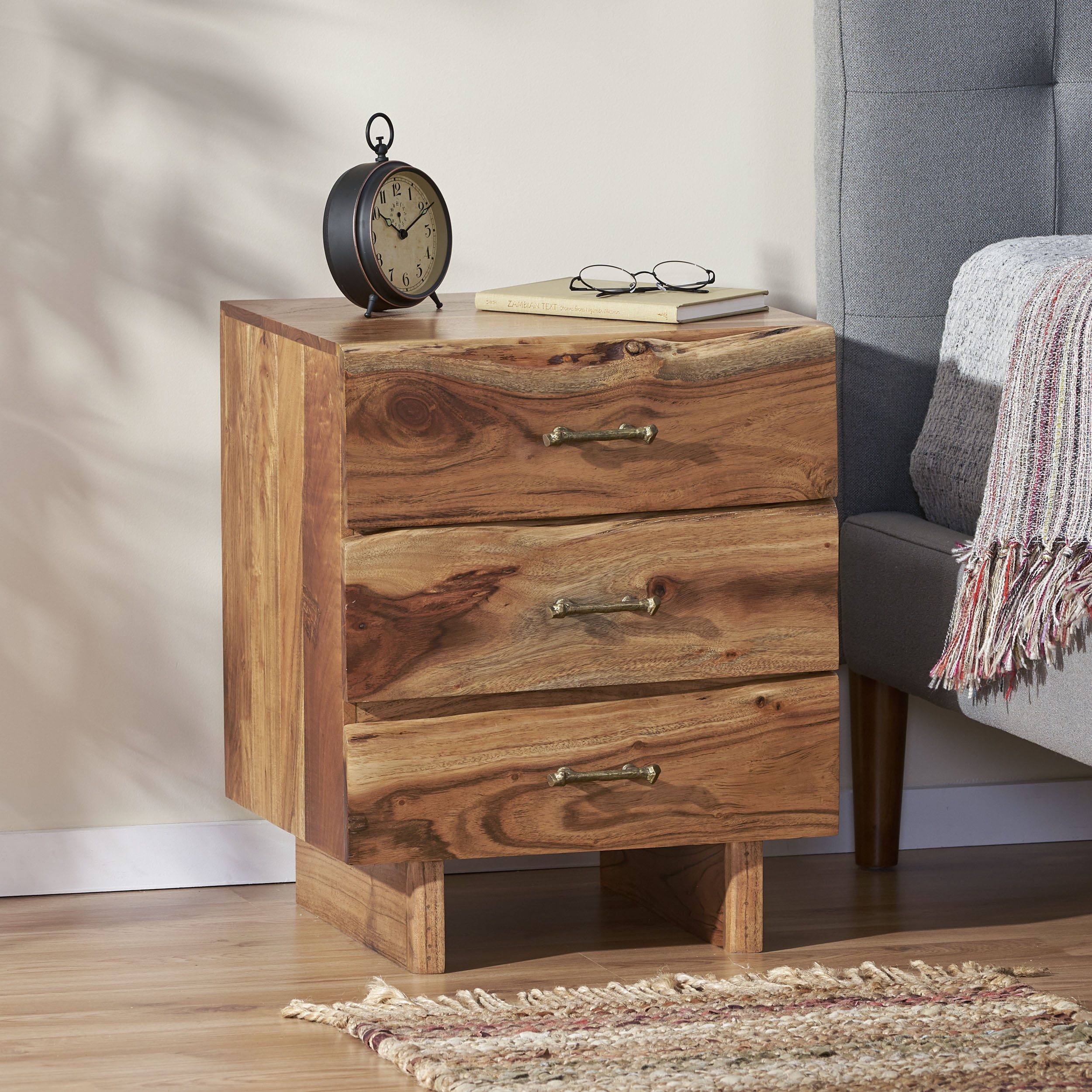 Nightstand,Acacia Wood Is Perfect As A Solid, Heavy Frame That Resists ... pertaining to Unique Nightstand, Acacia Wood Frame And Single Door Cabinet