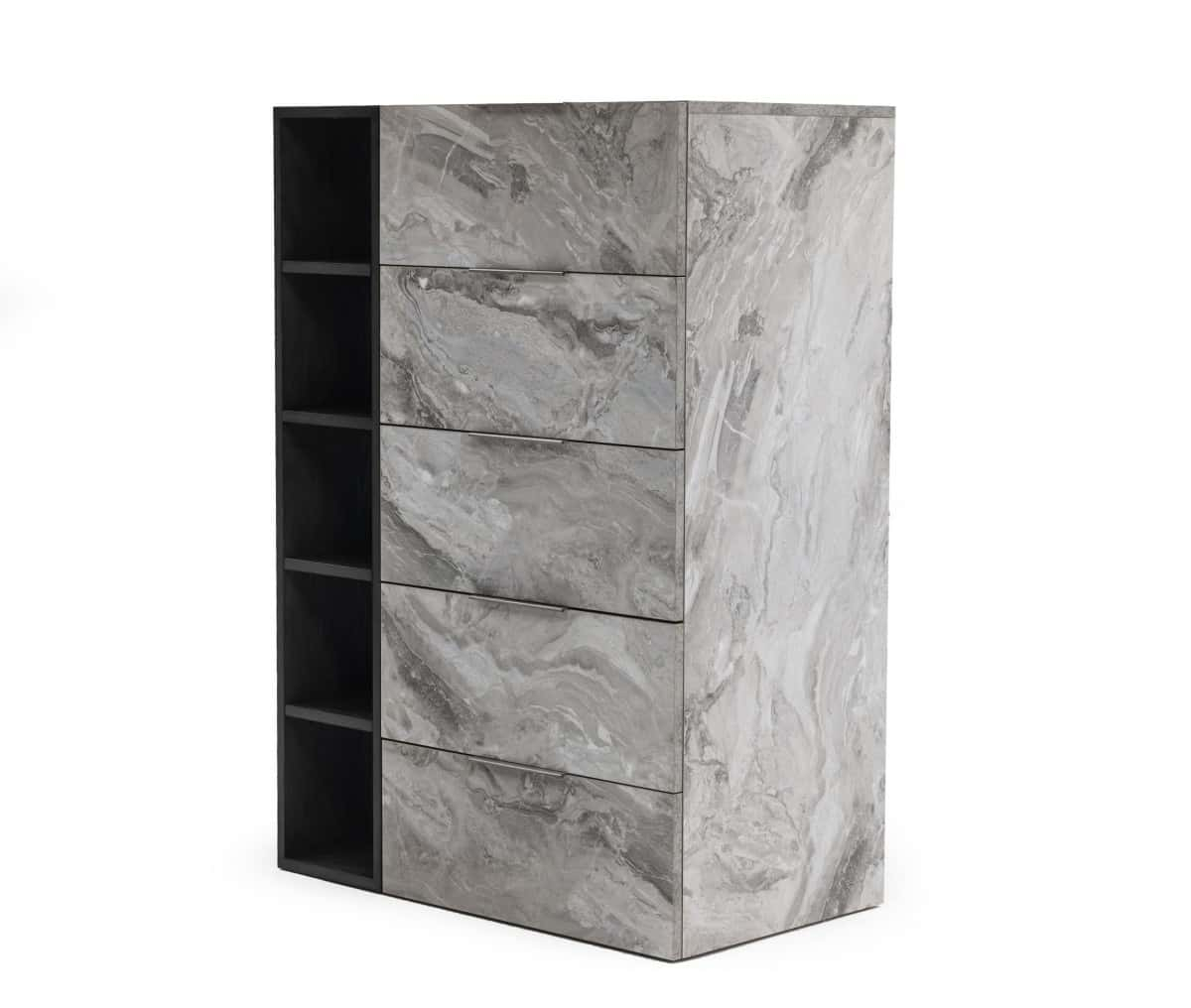 Nova Domus Maranello - Modern Grey Wash & Faux Marble Chest At Futonland with regard to Nova Domus Maranello Modern Grey Wash And Faux Marble Nightstand