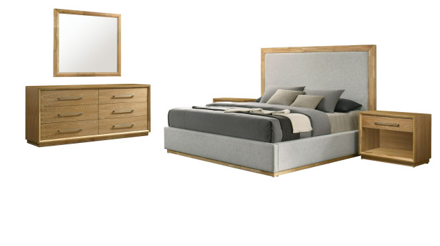 Nova Domus Santa Barbara Modern Grey Fabric + Natural Bedroom Set ... throughout Nova Domus Santa Barbara Modern Natural Nightstand