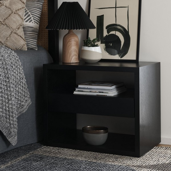 Nst6603C Nightstands - Furniture By Safavieh pertaining to Safavieh Munson 2 Shlf 1 Drawer Nightstand, Dark Oak