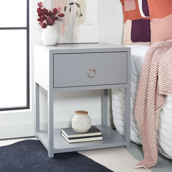 Nst9201D Nightstands - Furniture By Safavieh with Safavieh Sondra 1 Drawer 1 Shelf Nightstand, Oak/Gold