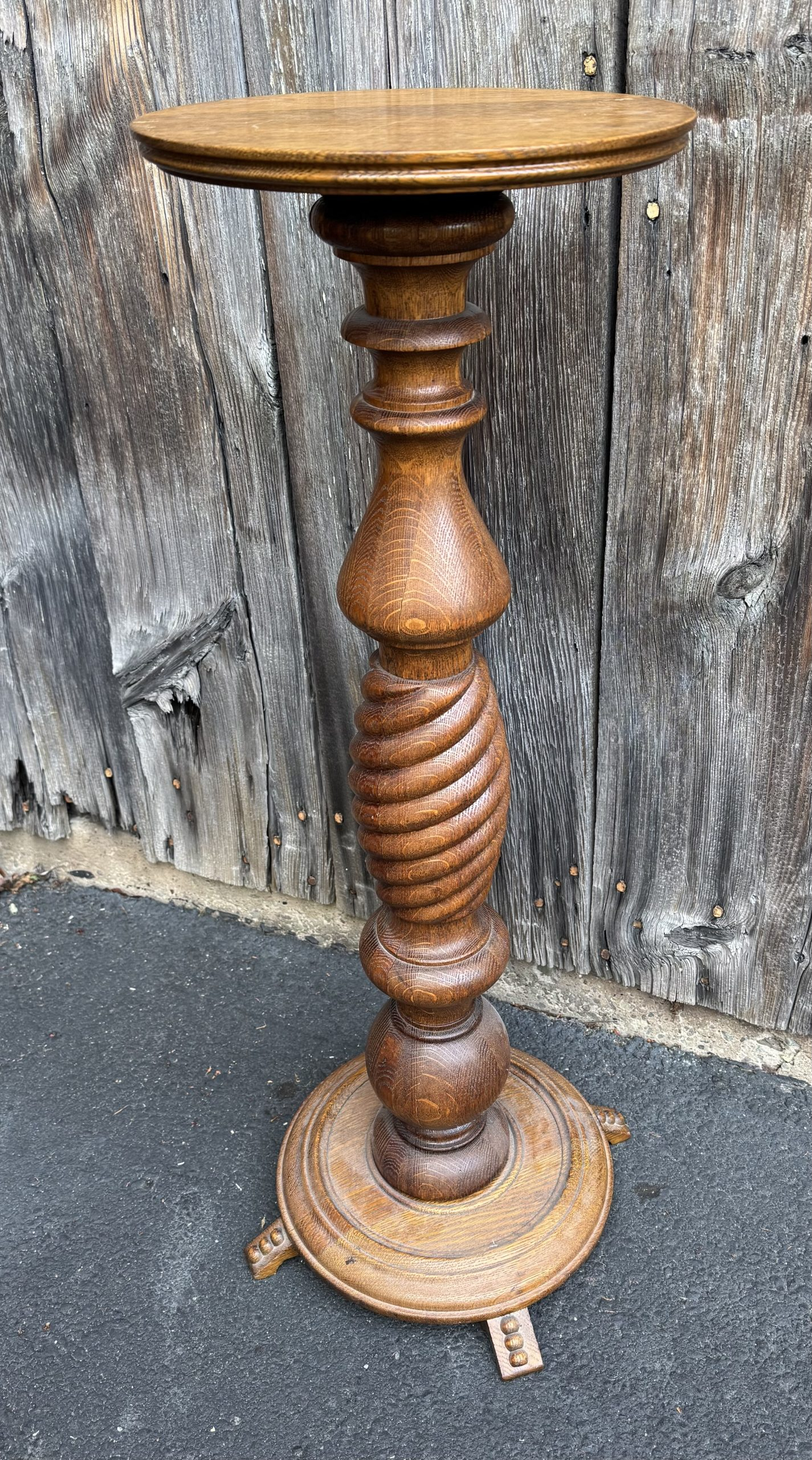Oak Pedestal Plant Stand - Doug Schmitt Antiques intended for Maintaining Your Butler Chatsworth Pedestal Plant Stand for Longevity