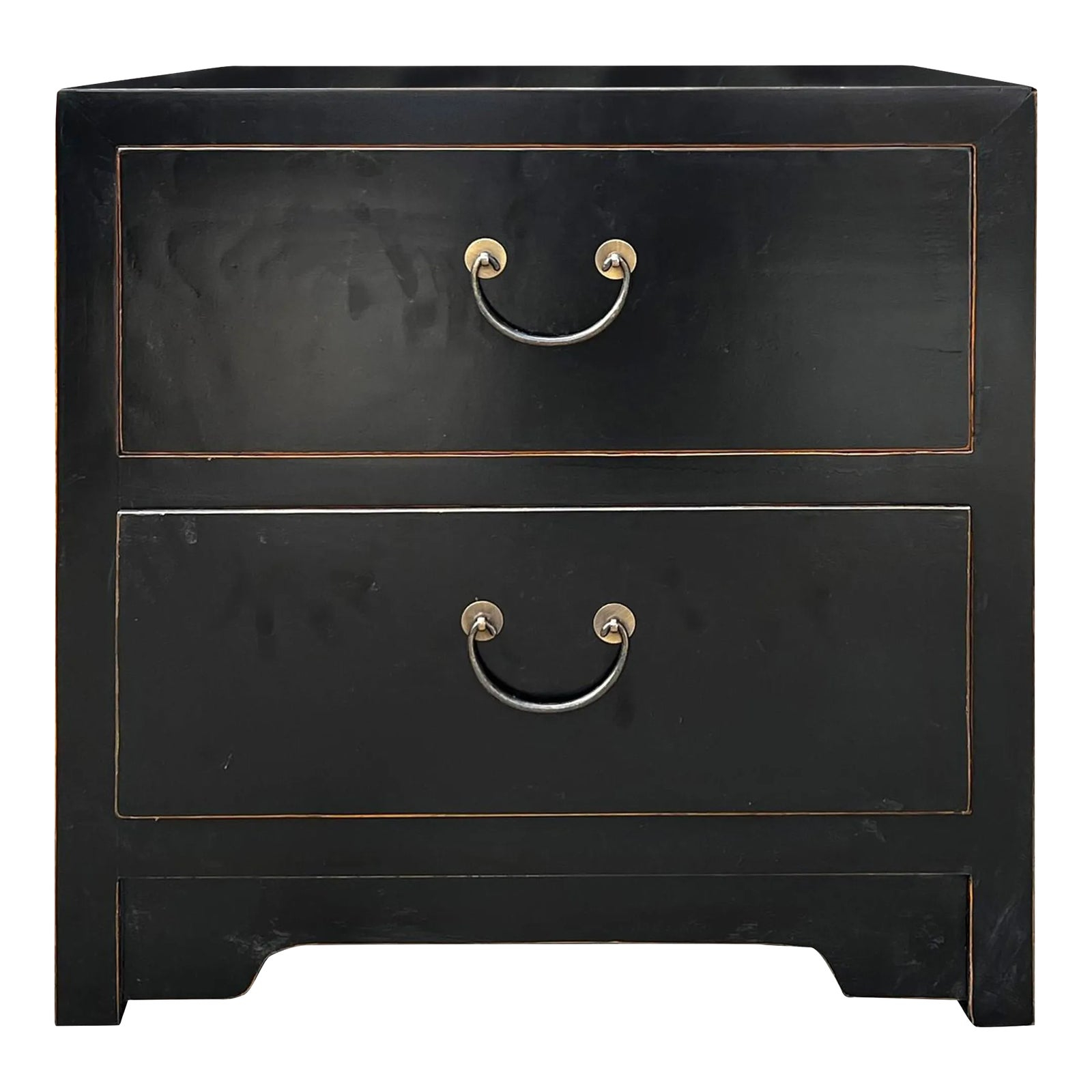 Oriental Black Lacquer 2 Drawers End Table Nightstand Cabinet | Chairish throughout Exploring the Aesthetic Appeal of Black Lacquer Surfaces in Modern Interior Design