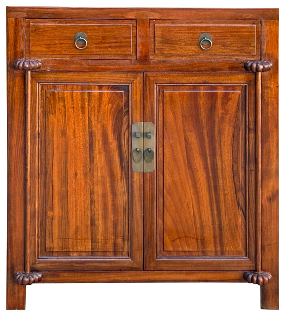 Oriental Chinese 2 Drawers Wood Pattern Brown Credenza Console Cabinet ... intended for Vintage Chinese Carving Brown Drawers Side Table Credenza Cabinet Hcs7768