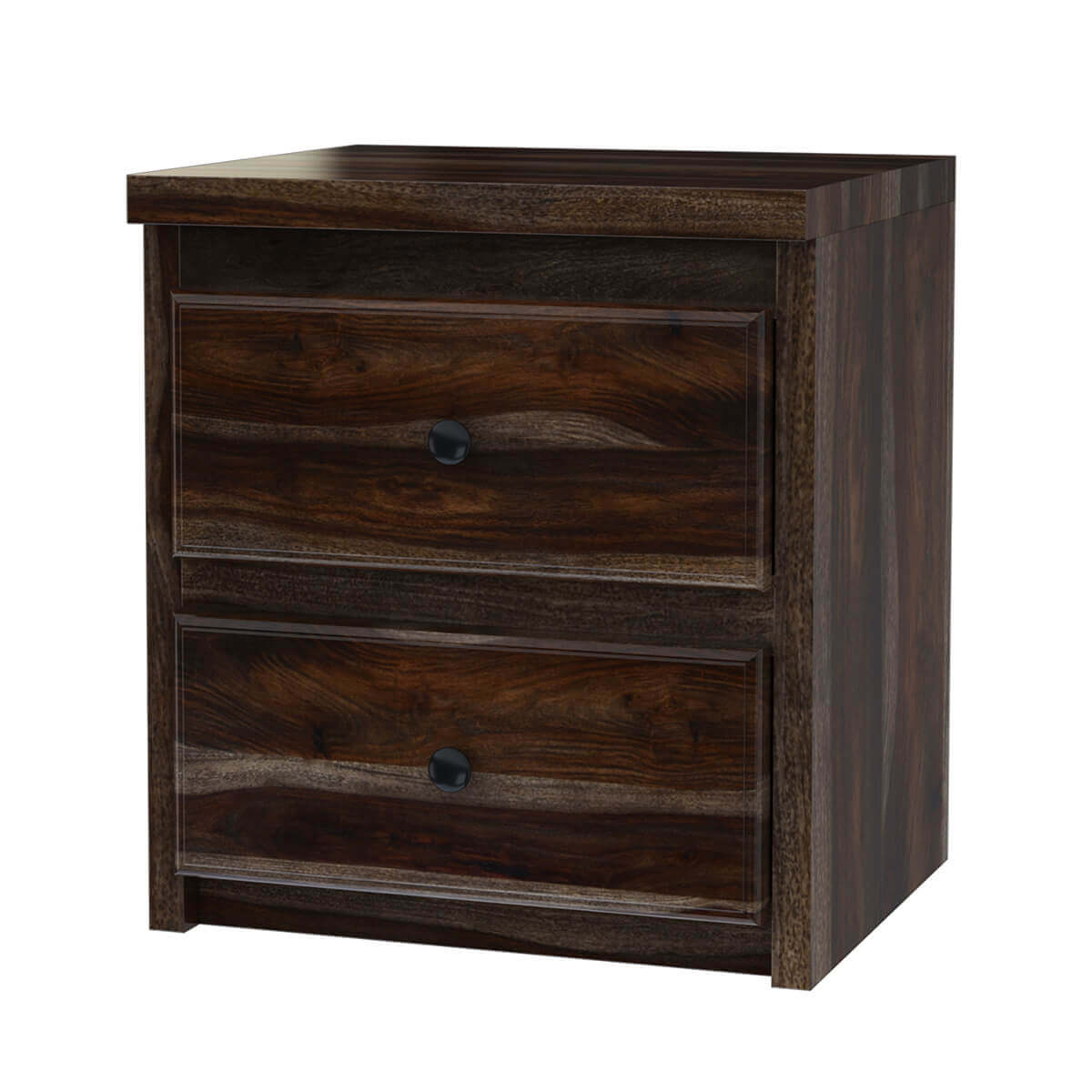 Paganus Modern Contemporary Rustic Solid Wood 2 Drawer Nightstand with Bayshore Rustic Style Solid Wood 2-Drawer Nightstand