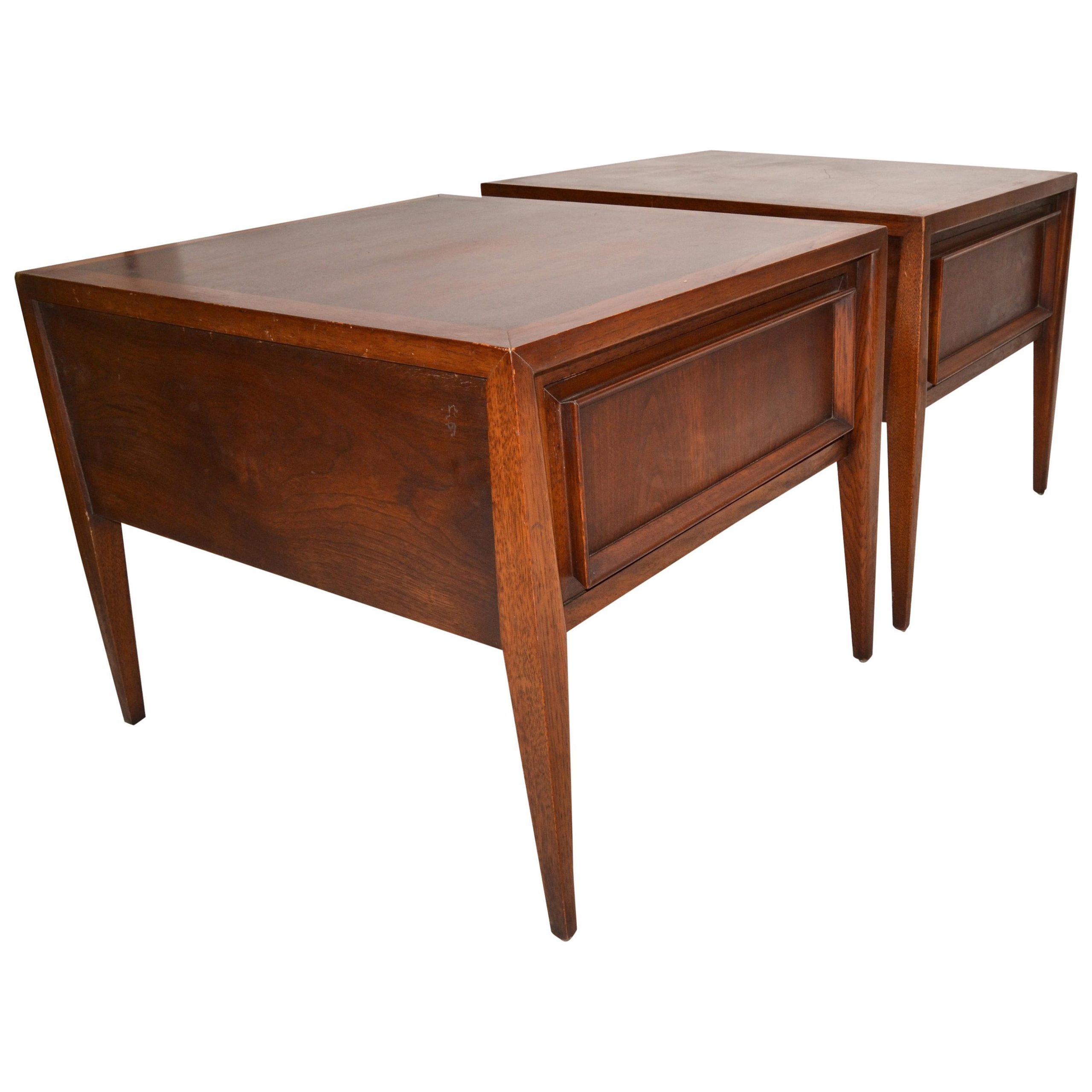 Pair Of Mid Century Modern Andrew Thompson Burr Walnut Side End Bedside ... within Mid-Century Modern End Table Secrets Pros Use (That Beginners Miss)