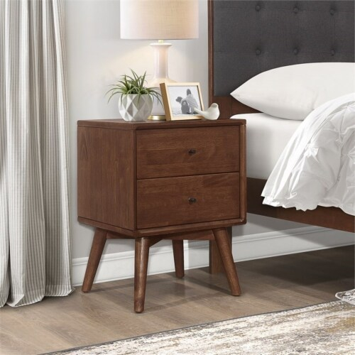 Pemberly Row Mid-Century Modern Solid Wood 2-Drawer Night Stand In ... with regard to The $400 Mistake I Made With My Brown and White Nightstand (And How to Avoid It)