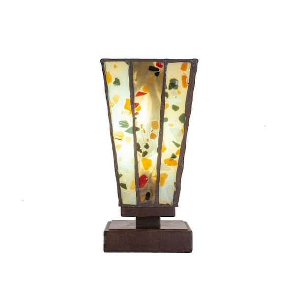 Quincy 8.75 In. Dark Granite Accent Lamp With Glass Shade 5R2Dg9564 ... for Elegante Table Lamp, Dark Granite, 10" Penshell Resin Shade Glass