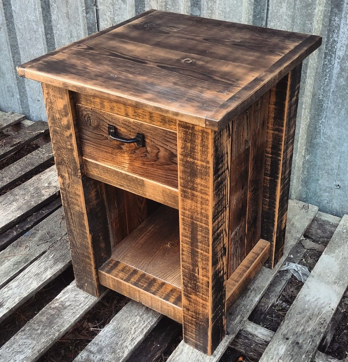 Reclaimed Rustic Barnwood Nightstand Nightstands Reclaimed Distressed ... with Creating Warmth with Cathedral Dark Rustic Pecan Wood Bedroom Furniture