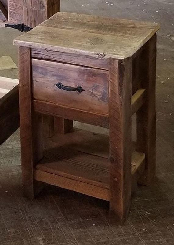 Reclaimed Rustic Barnwood Nightstand, Nightstands, Reclaimed Distressed ... with regard to The Art of Crafting Distressed Finish on Wooden Nightstands