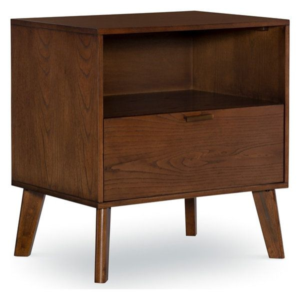Riverbay Furniture Bristol 1-Drawer Wood Nightstand With Bronze ... throughout The Evolution of Mid-Century Design in Contemporary Home Furnishings