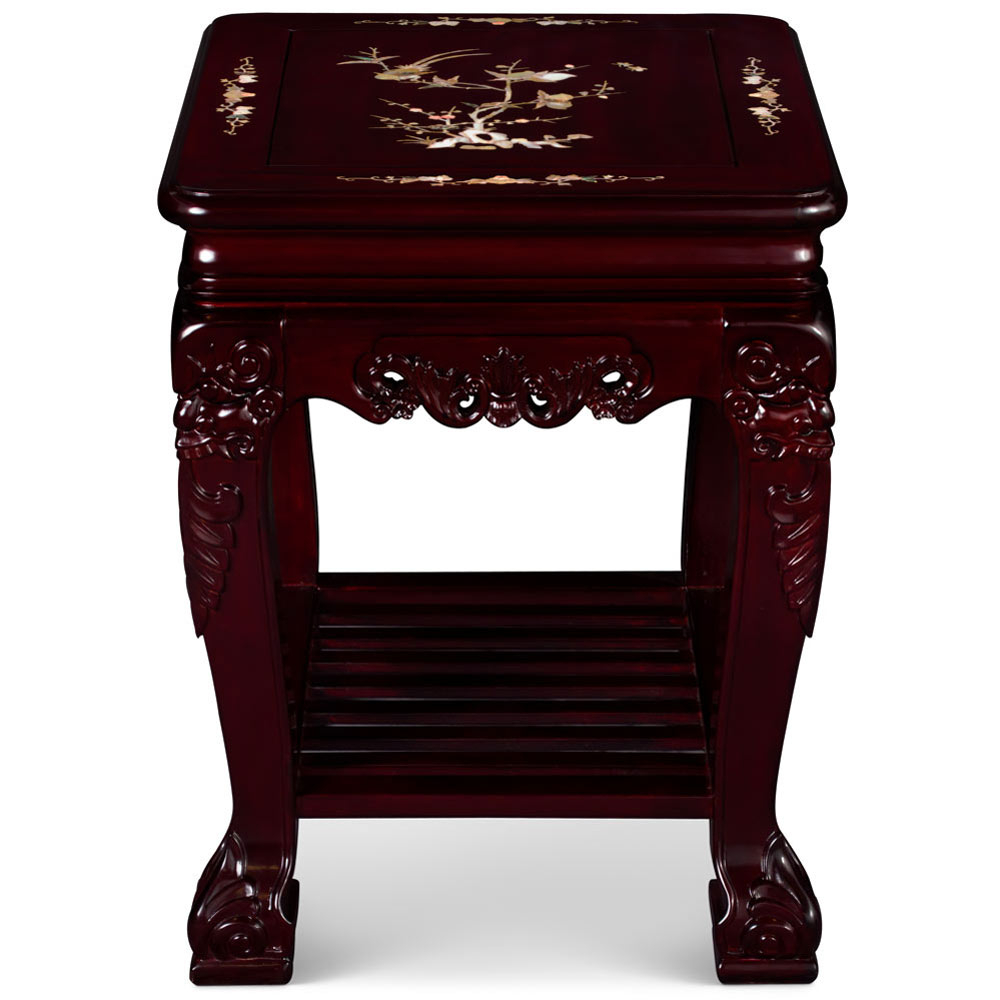 Rosewood Mother Of Pearl Inlay Lamp Table With Shelf with regard to Dark Cherry Chinese Mother Of Pearl Inlay Rosewood Lamp Table
