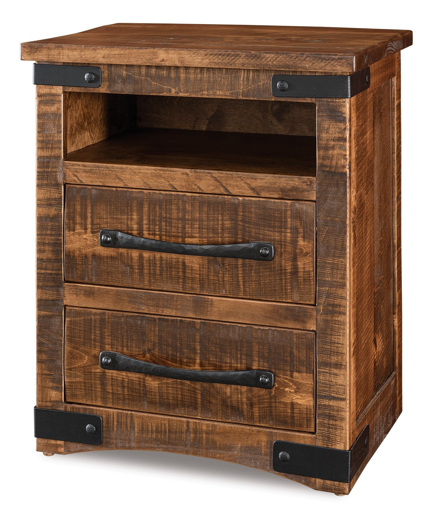 Rustic 2-Drawer Nightstand With Opening From Dutchcrafters Amish inside Understanding the Appeal of Bayshore Rustic Style Solid Wood 2-Drawer Nightstand