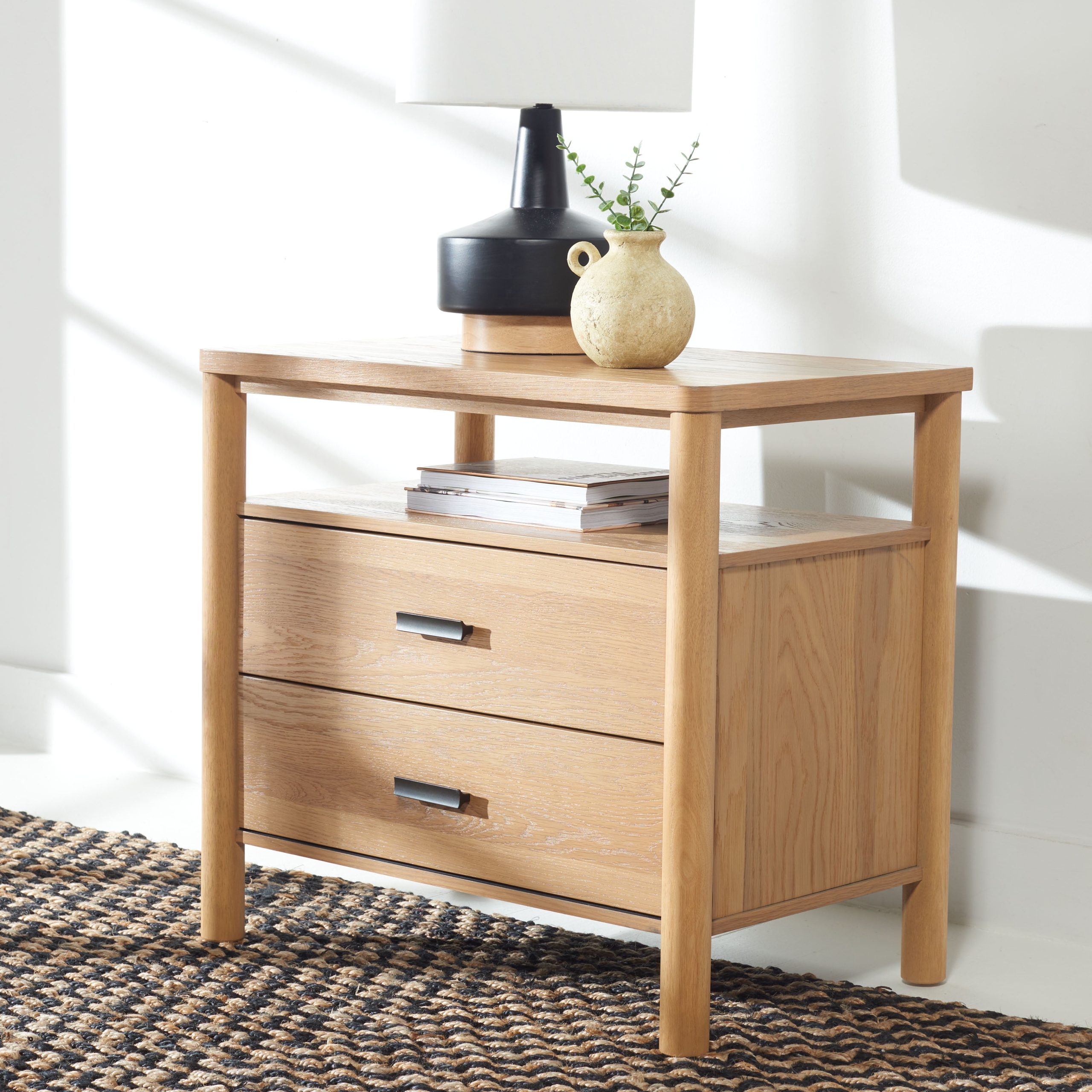 Safavieh Couture Jaylessa Modern Nightstand With 2 Drawers, Natural ... for Safavieh Couture Tobiette 2 Drawer Nightstand, Oak