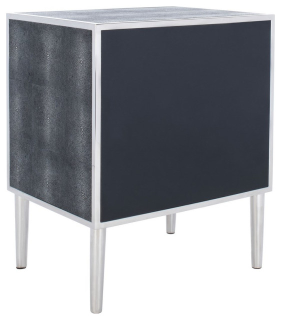 Safavieh Couture Tammy 1 Drawer Faux Shagreen Nightstand Black/Silver ... in Creating Cohesive Bedroom Aesthetics with Strategic Furniture Placement
