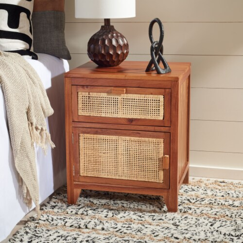 Safavieh Devon 1-Drawer 1 Door Nightstand Natural, 18.5" X 17" X 22" (W ... in Safavieh Couture Darnell 1 Drawer Nightstand, Natural