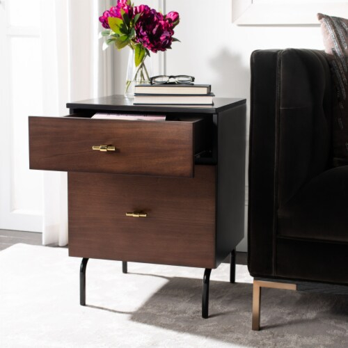 Safavieh Genevieve 2-Drawer Nightstand Walnut / Black, 18" X 15.5" X 22 ... within Safavieh Couture Riabelle 2 Drawer Nightstand, Walnut