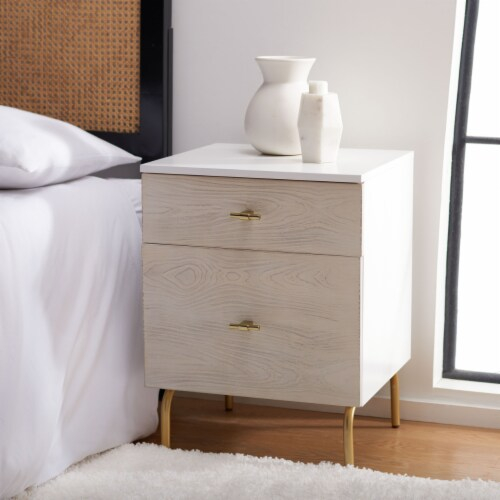 Safavieh Genevieve 2-Drawer Nightstand White /White Washed, 18" X 16" X ... for Safavieh Couture Woodworth 2 Drawer Nightstand, White