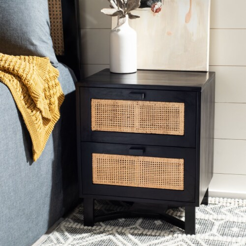 Safavieh Hedwig 2-Drawer Nightstand Black / Natural, 1 Unit - King Soopers intended for Safavieh Couture Deziree Wood 2 Drawer Nightstand, Black