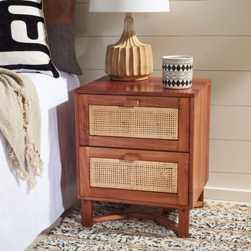 Safavieh Hedwig 2-Drawer Nightstand Natural, 18" X 15.8" X 24" (W X D ... intended for Safavieh Couture Patty 2 Drawer Nightstand, Natural