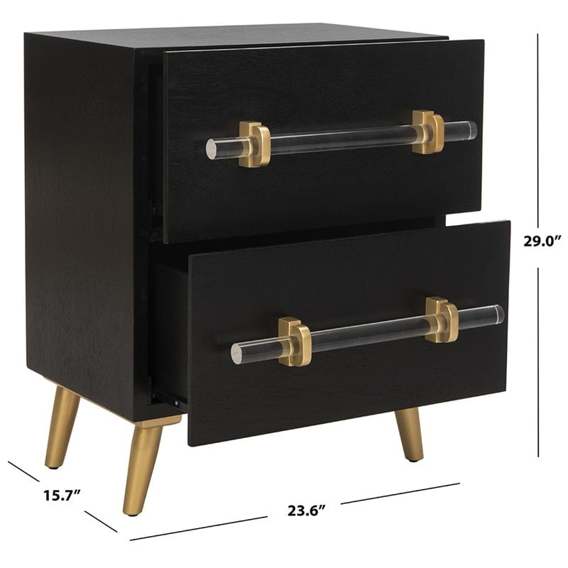 Safavieh Sienne 2 Drawer Nightstand In Black And Gold pertaining to How to choose the right nightstand for your sleeping space