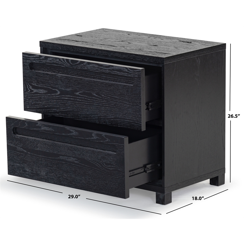 Safavieh Tobiette 2 Drawer Solid Wood Nightstand In Black | Cymax Business in Safavieh Couture Tobiette 2 Drawer Nightstand, Oak