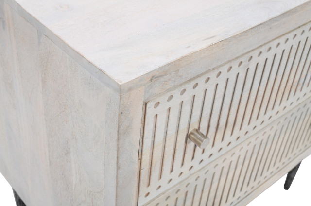 Sarah 2 Drawer Nightstand, Mango Solid Wood Brushed Ivory Finish On ... with regard to Exploring the aesthetic appeal of antique brown finishes