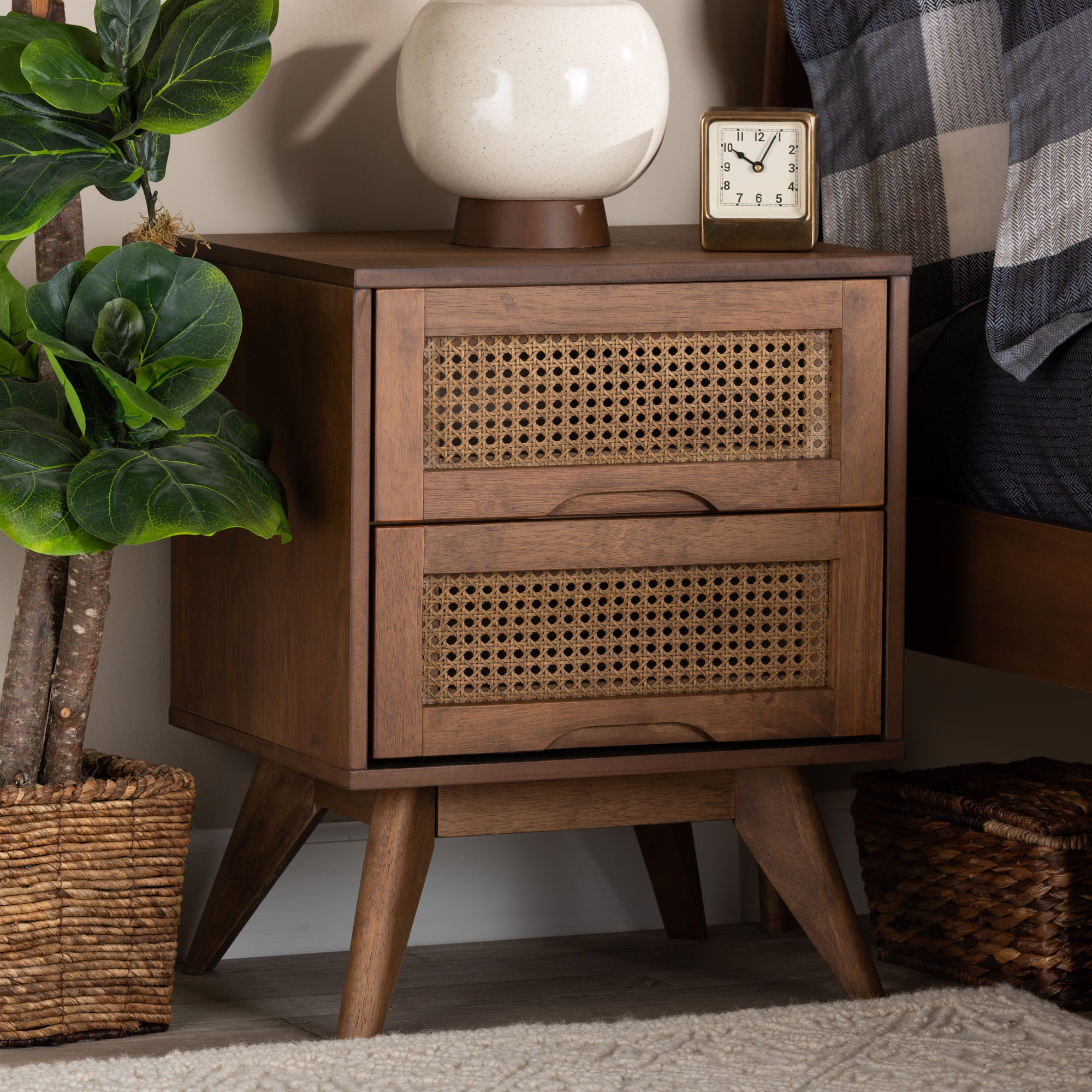 Set Of 2 Mid-Century Modern Wood Nightstand - Saracina Home At Ruth ... in The $400 Mistake I Made With My Brown and White Nightstand (And How to Avoid It)
