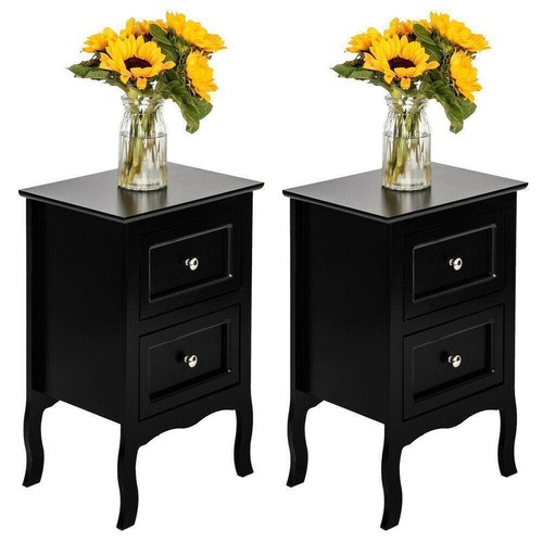 Set Of 2 Nightstand Bedside End Table Shelf With 2 Drawers Bedroom ... pertaining to The Art of Choosing the Right Bedside Tables for Your Sleeping Area
