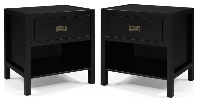 Set Of 2 Nightstand, Lower Open Shelf & Drawers With Metal Pull Handle ... pertaining to Understanding the functionality and design of bedroom furniture sets
