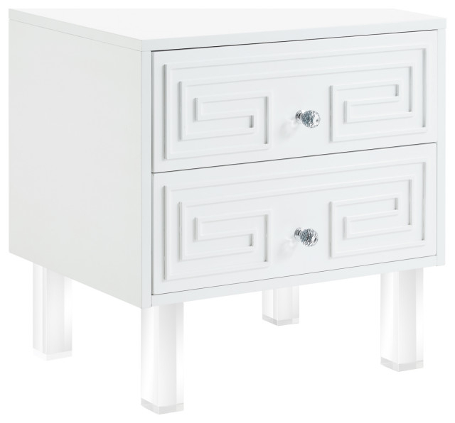 Shirin Greek Key Lacquer-Finish Lucite Leg Side Table - Contemporary ... with regard to Molly Lacquer-Finish Chrome Ornament Handle Lucite Leg Side Table, White