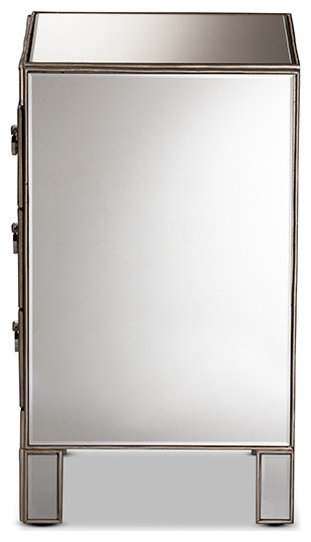 Simona Contemporary Glam Luxe Mirrored 3-Drawer Nightstand ... within Izola Contemporary Glam Luxe Mirrored 3-Drawer Nightstand