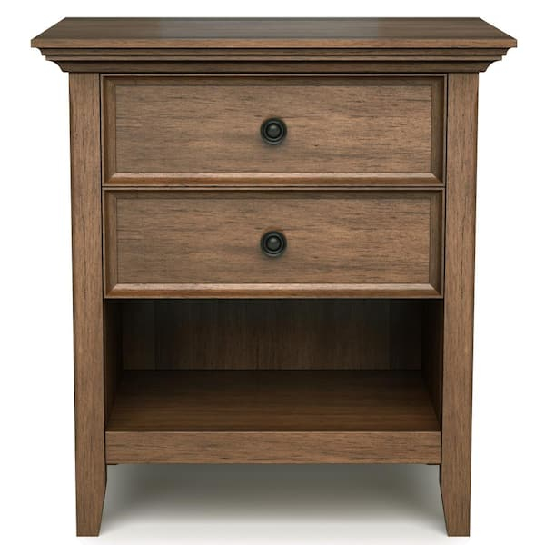 Simpli Home Amherst 2-Drawer Rustic Natural Aged Brown Solid Wood 24 In ... pertaining to Design Elements That Make Hickory Brown Nightstands Popular