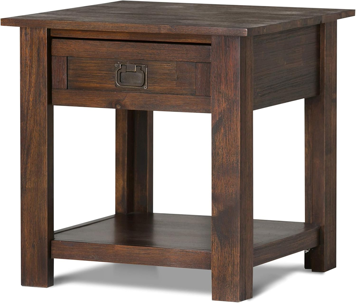 Simplihome Monroe Solid Acacia Wood 22 Inch Wide Square Rustic End Side ... with Timbergirl Ajmer Solid Acacia Wood Bedside Table, 21" Wide X 18" Deep X 26" High