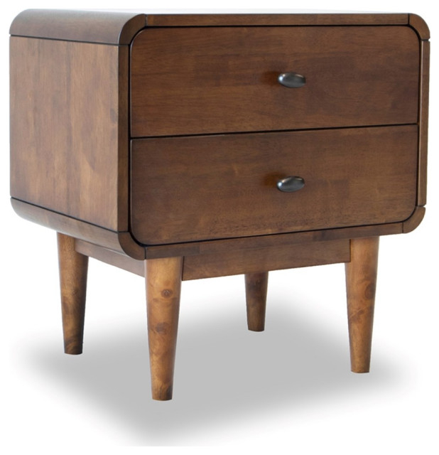 Stafford Mid-Century Modern Rectangular Solid Wood 2-Drawer Nightstand ... within Mid Century Modern Furniture Trends and the Rise of Faux Wood Nightstands