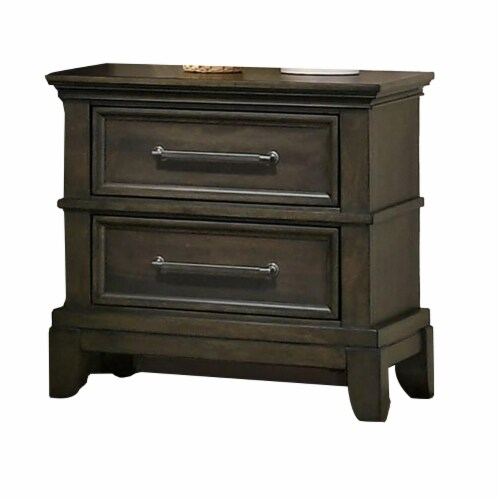 Ston 26 Inch Nightstand, 2 Drawers, Pewter Handles, Crown Mold, Wood ... intended for How traditional furniture elements create lasting bedroom elegance