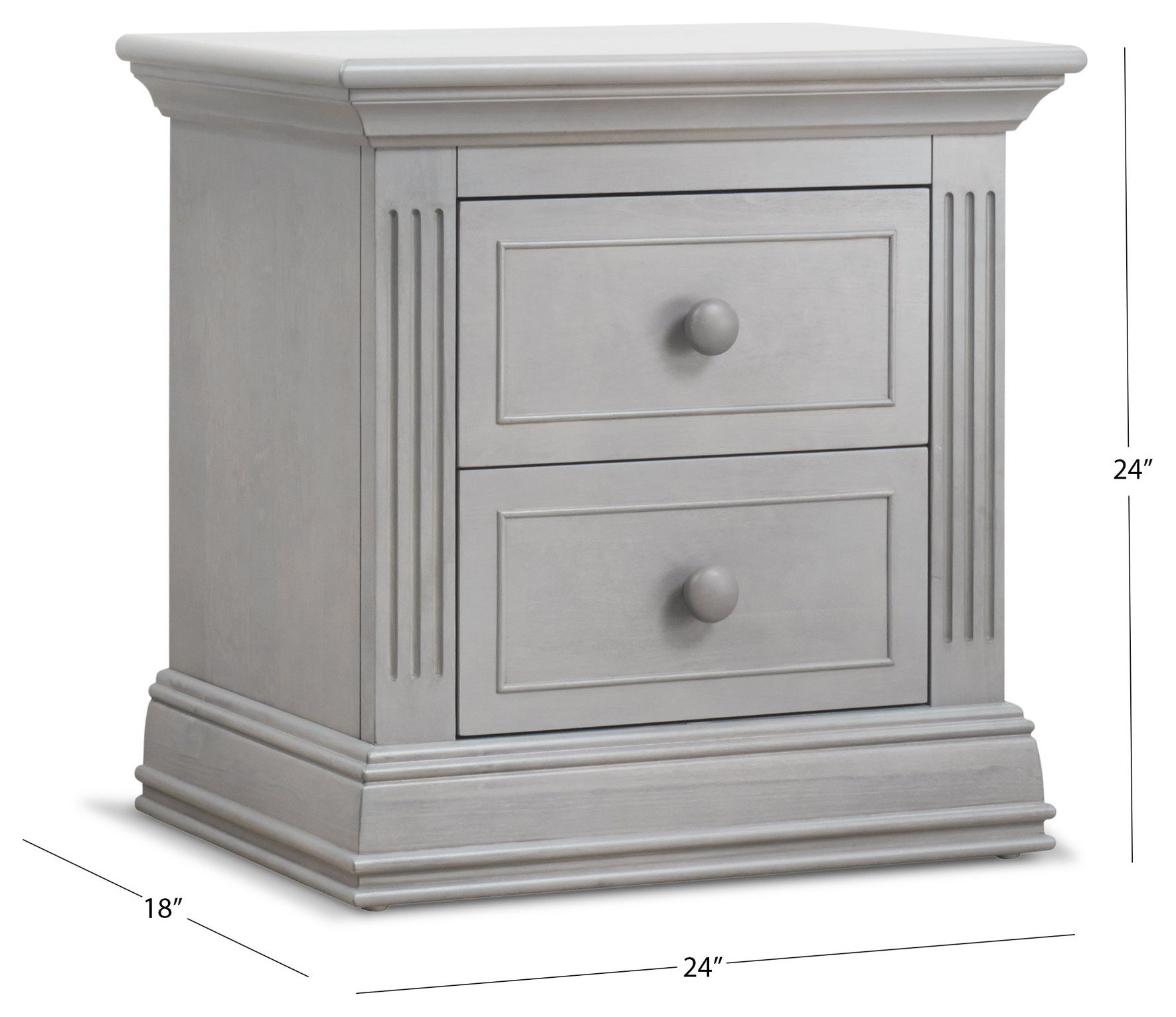 Stone Gray Classic Nightstand With Round Knobs And Crown Molding ... pertaining to How traditional furniture elements create lasting bedroom elegance