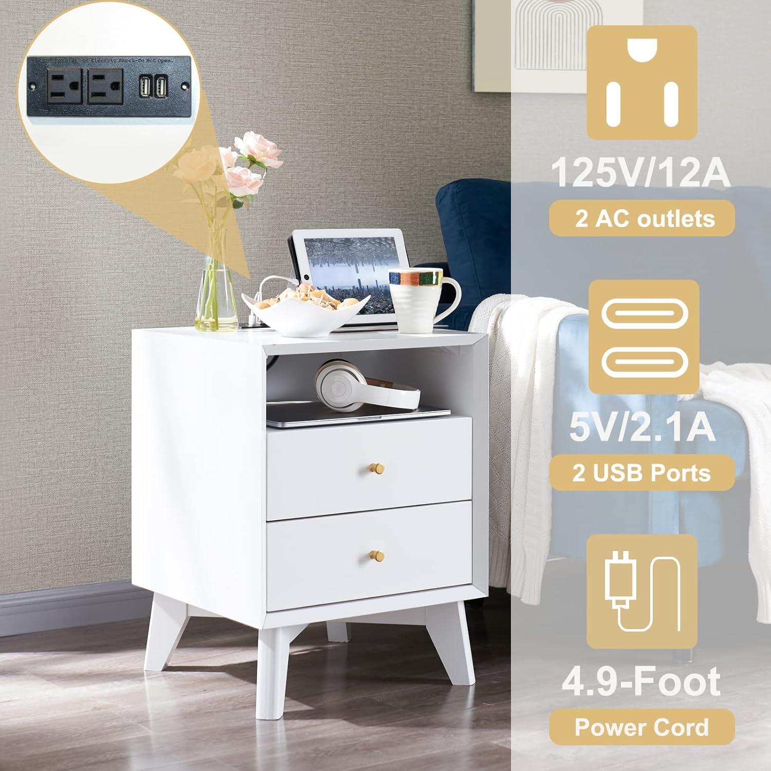 T4Tream Nightstand With Charging Station, Modern End India | Ubuy within Charging Stations That Enhance Bedroom Aesthetics