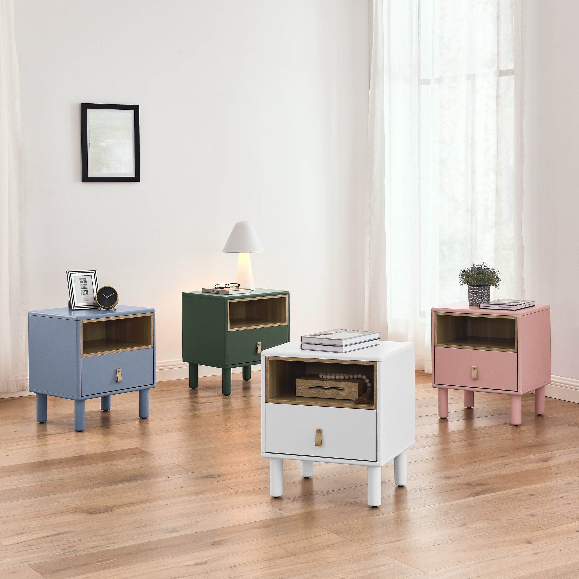 Tateus Single Drawer Bedside Table, Modern Style Bedside Table ... for Tateus Single Drawer Bedside Table, Modern Style Bedside Table, White