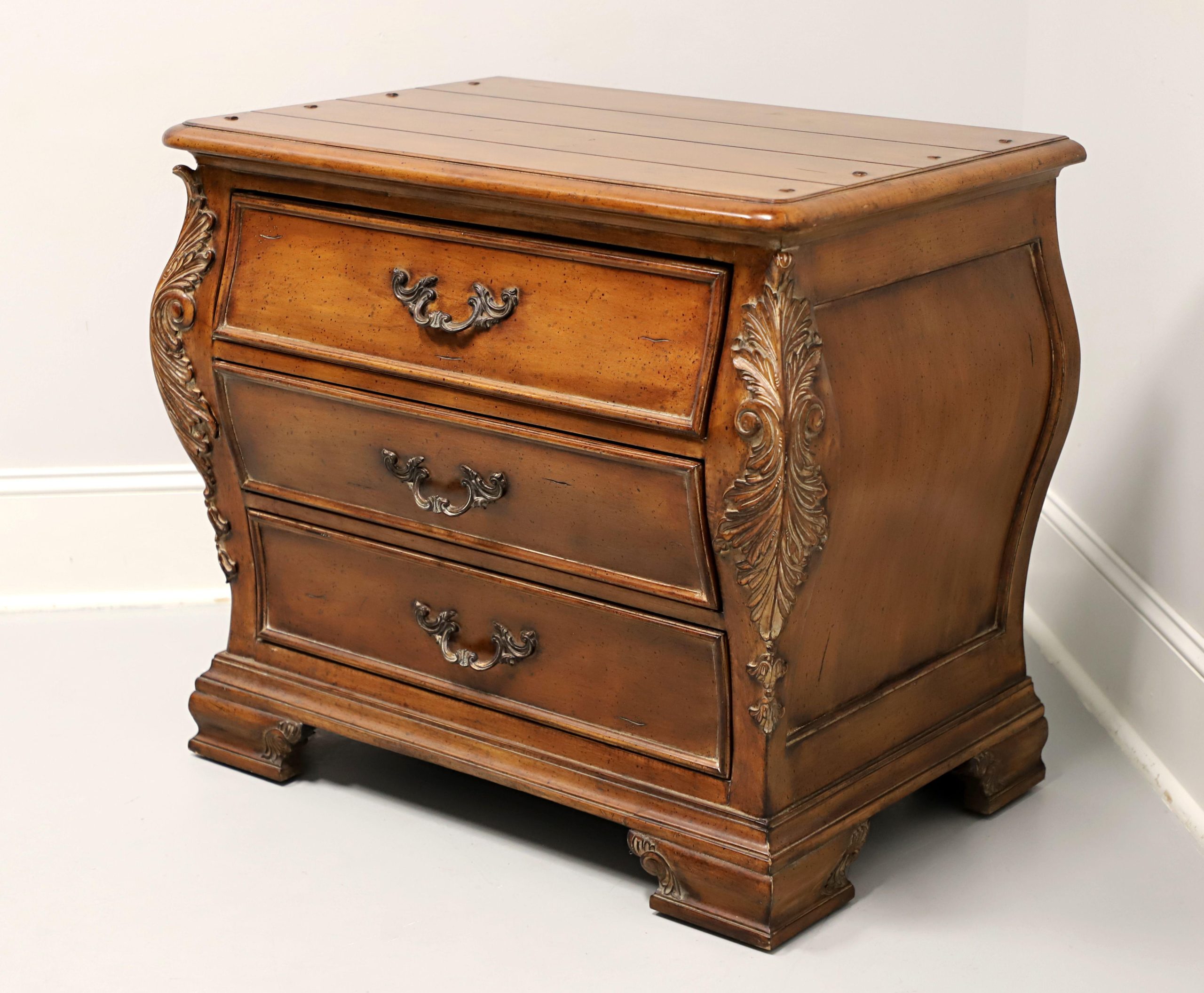 Thomasville Chateau Provence French Country Nightstand Bedside Chest ... pertaining to French Country Nightstand, Carved Legs And Brass Metal Drawers Pulls