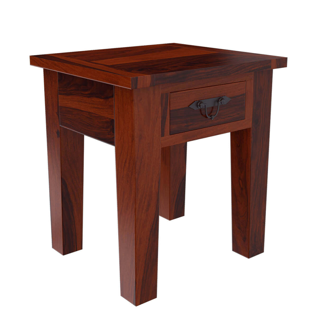 Tierra Rustic Solid Wood 1 Drawer End Table pertaining to Rustic Barn Wood Style Timber Peg 1-Drawer End Table, Dusk