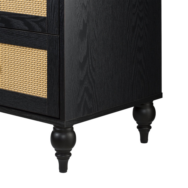 Transitional Coastal Nightstand, 2 Ample Drawers With Rattan Front ... inside How Coastal Furniture Styles Reflect Modern Living Spaces