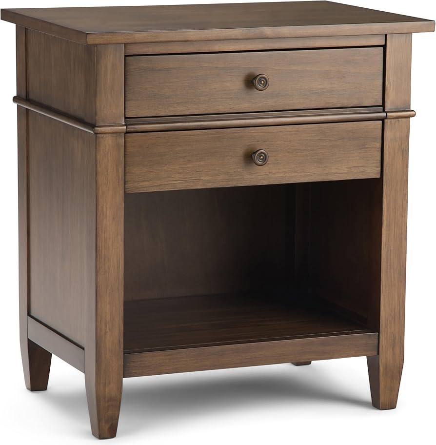 Transitional Nightstands pertaining to Carlton Solid Wood 24 Inch Wide Bedside Nightstand Table In Distressed Grey