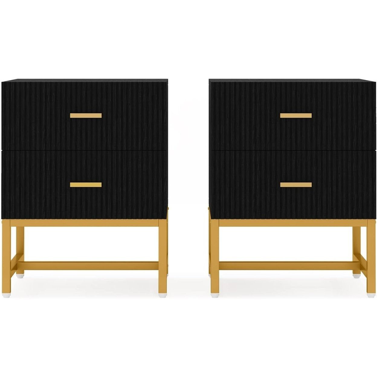 Tribesigns Black 2-Drawer Nightstand Modern Wood Bedside Table 15.8D X ... pertaining to Black 2 Drawer Nightstand - Bedroom Bedside Drawer Storage Furniture