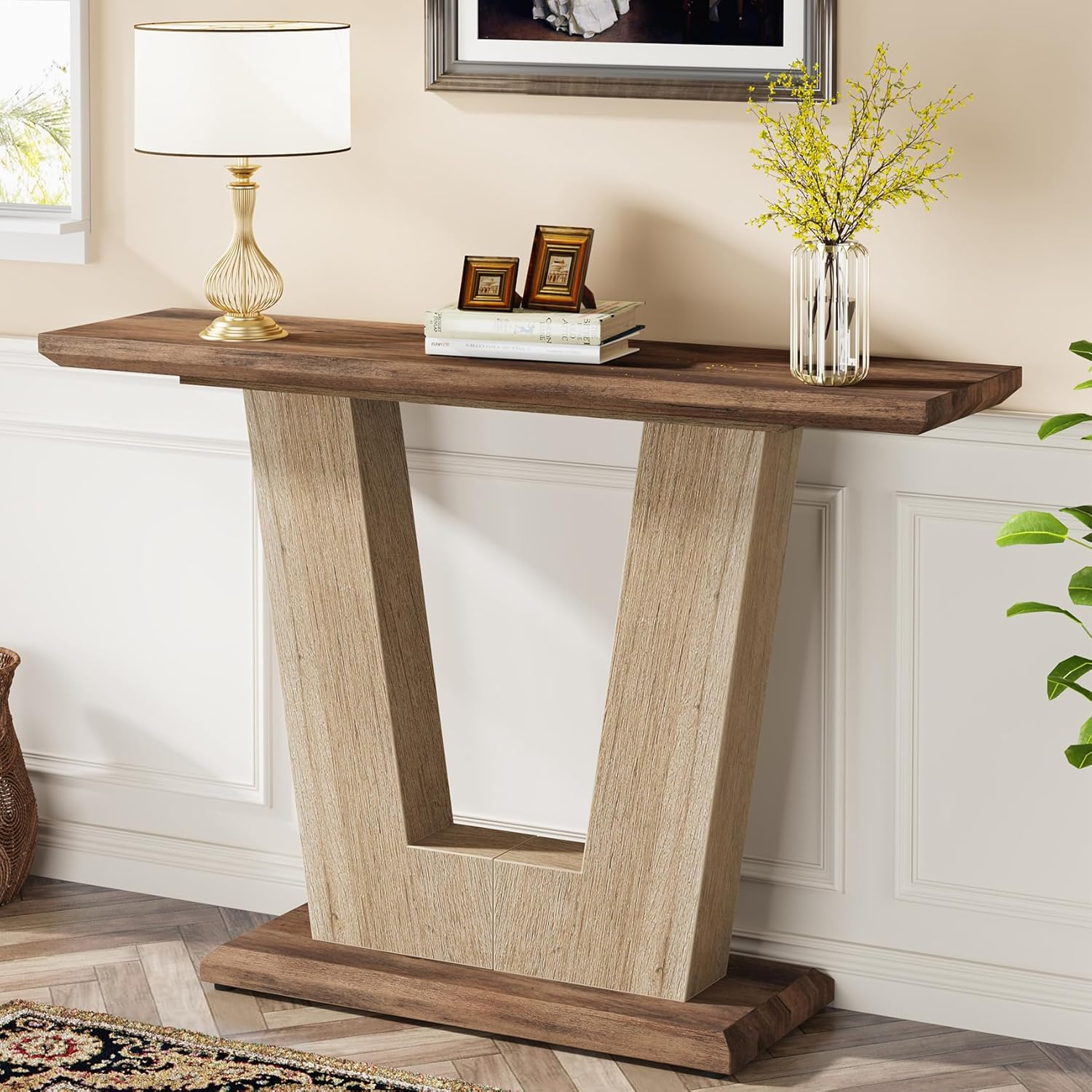 Tribesigns Console Table, 105 Cm Farmhouse Entryway Table With ... pertaining to Vidaxl Console Table Hallway Table Accent Table Entryway Table Solid Wood Oak