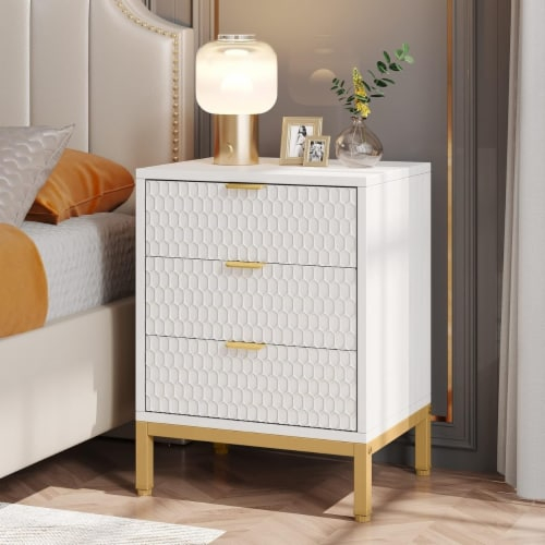 Tribesigns Modern Nightstand, 25.8 Tall Bedside Table With 3 Drawers ... intended for Exploring the Functional Benefits of Pairing Nightstands in Bedroom Layouts